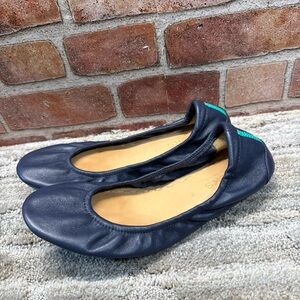 TIEKS By Gavrieli Women’s Flat Ballet Leather Shoes Size 7 California Navy